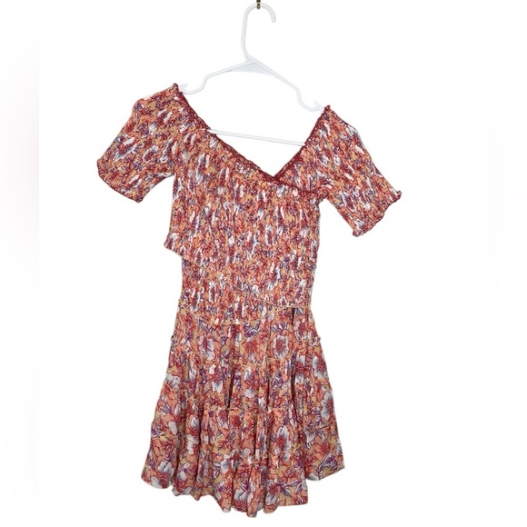 Poupette St Barth Soledad Dress in Yellow Dahlia Size Small Smocked Off Shoulder - Picture 5 of 12